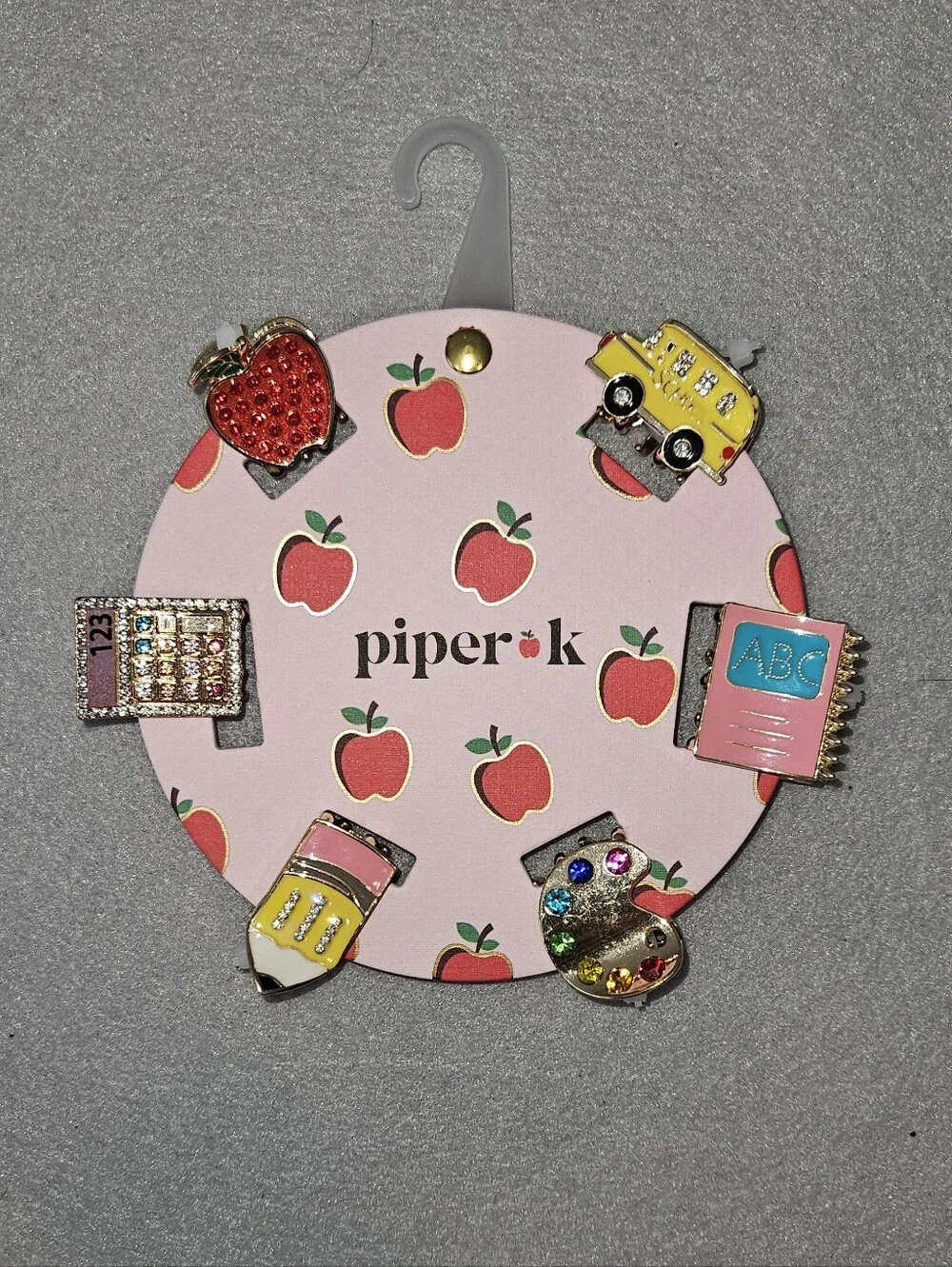 Piper K NWT School-Themed Mini Hair Clips – Viral Enamel Collection 📚🍎✏️